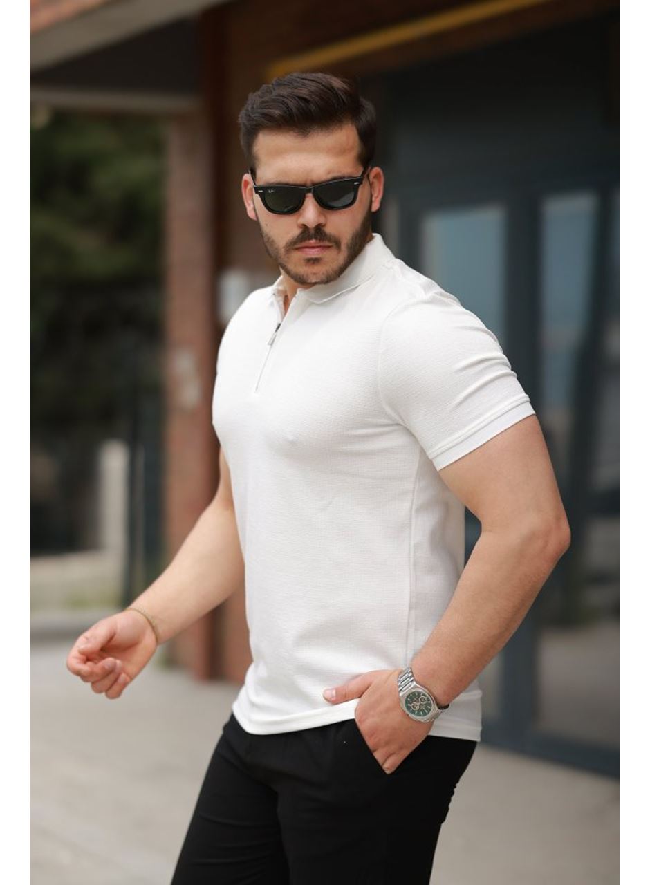 Erkek Fermuarlı Yaka Kısa Kollu Tişört