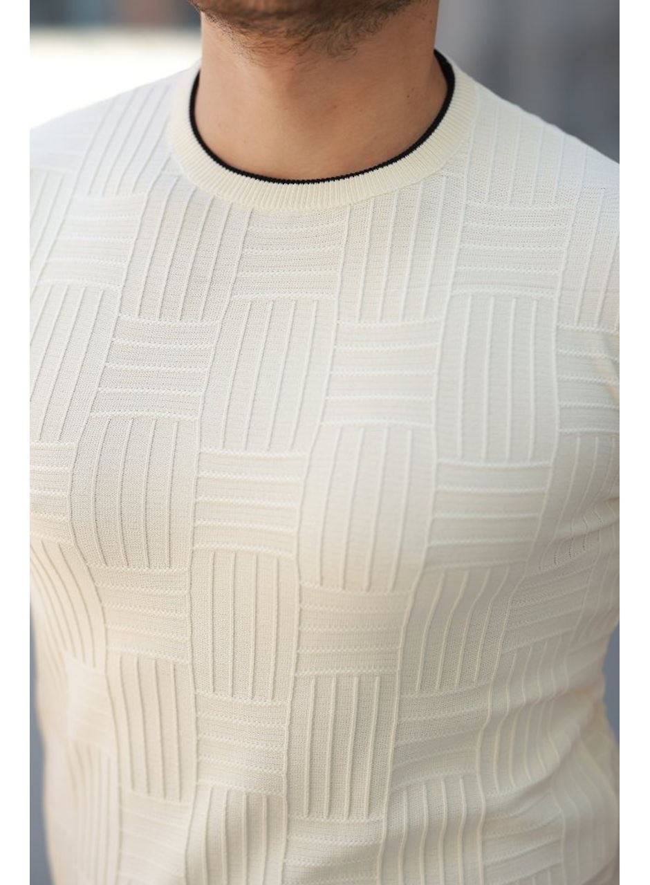 Erkek Jakarlı Ribanalı Kısa Kollu T-shirt