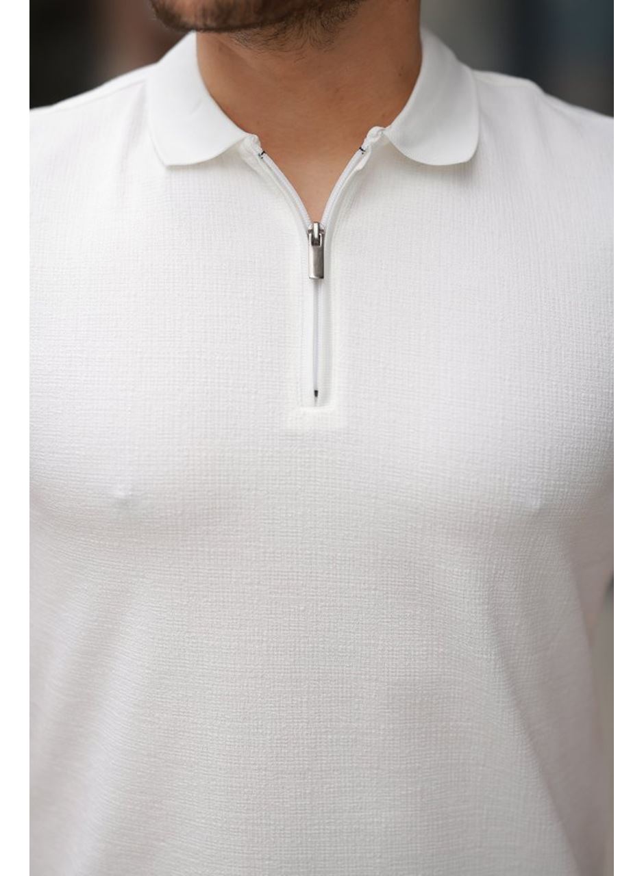 Erkek Fermuarlı Yaka Kısa Kollu Tişört