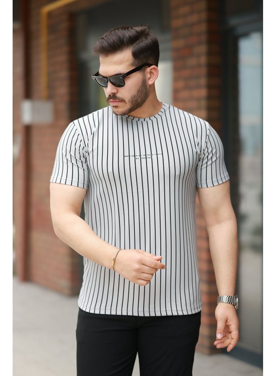 Erkek Dikey çizgili Ottoman Kumaş Kısa Kollu Tişört
