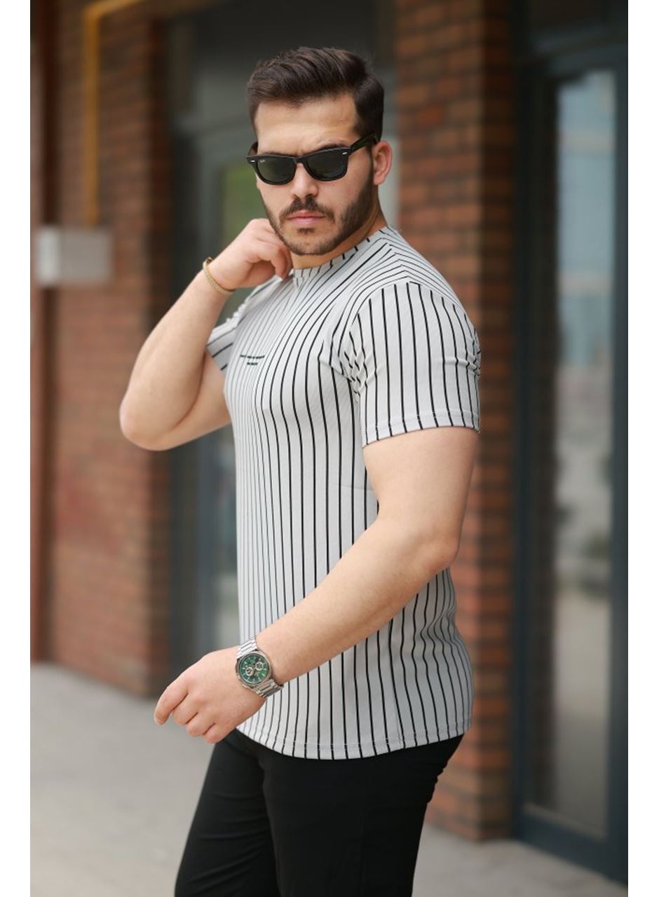 Erkek Dikey çizgili Ottoman Kumaş Kısa Kollu Tişört