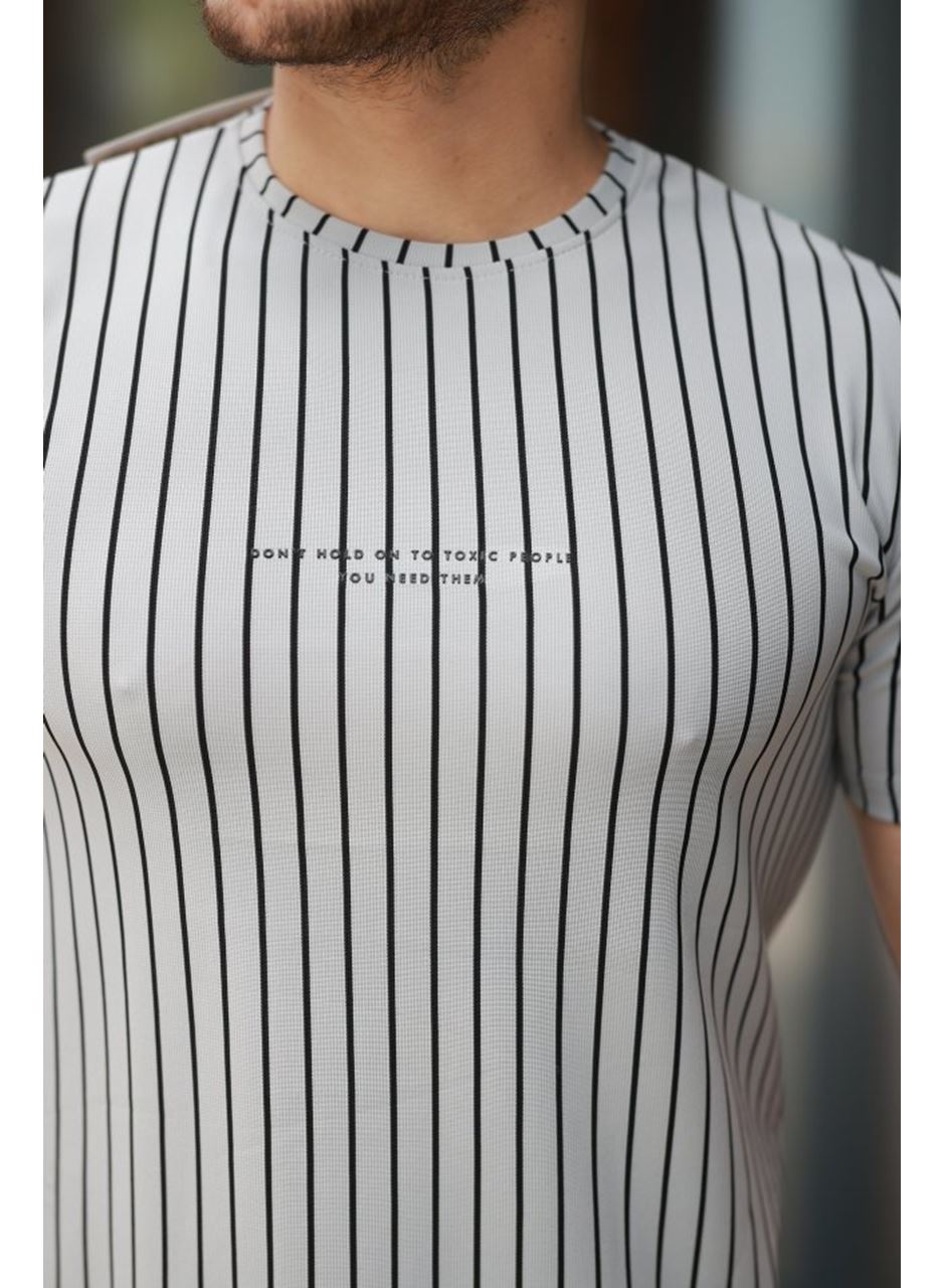 Erkek Dikey çizgili Ottoman Kumaş Kısa Kollu Tişört