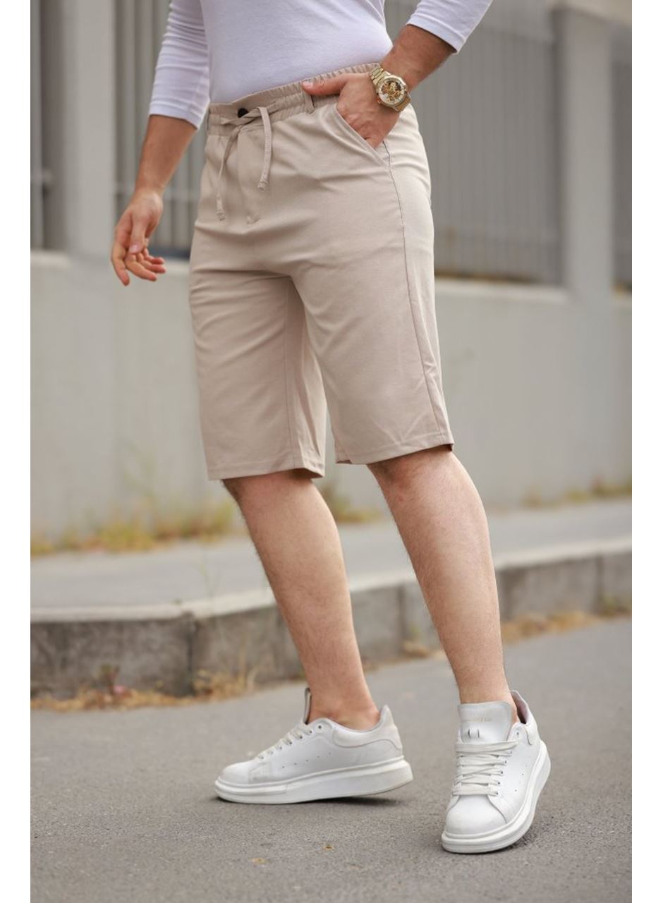 Erkek Beli Bağcıklı Ve Düğmeli Bezayağı Kumaş şort