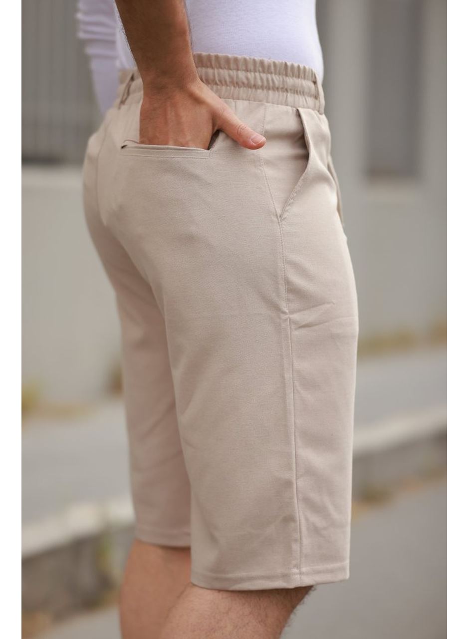 Erkek Beli Bağcıklı Ve Düğmeli Bezayağı Kumaş şort