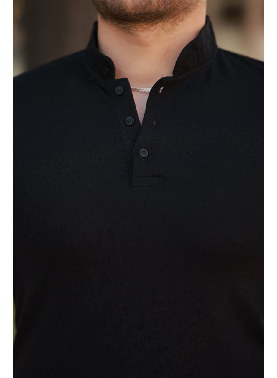 Erkek Hakim Yaka Dokuma Pamuklu Kumaş Kısa Kollu T-shirt