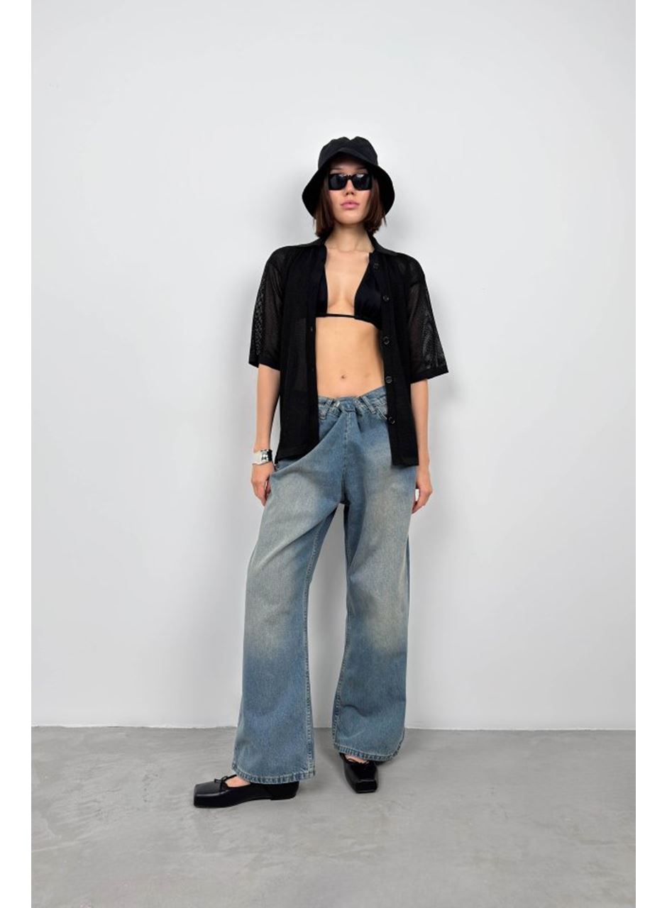 Polo Yaka Fileli Bluz