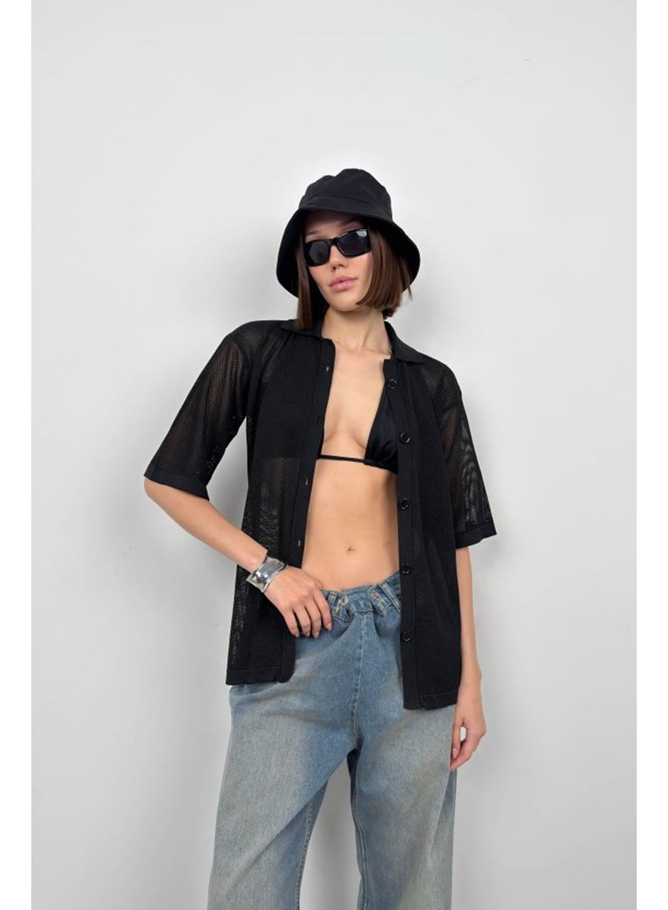 Polo Yaka Fileli Bluz