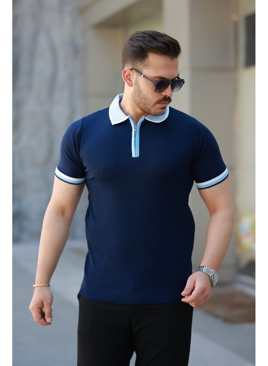 Erkek Renkli Yaka Kısa Kollu Tişört