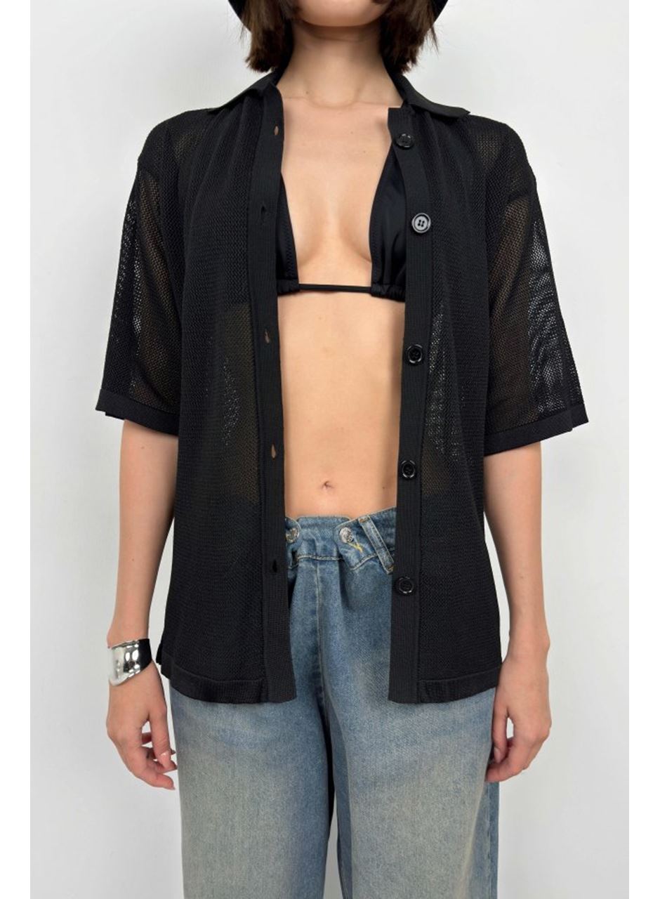 Polo Yaka Fileli Bluz