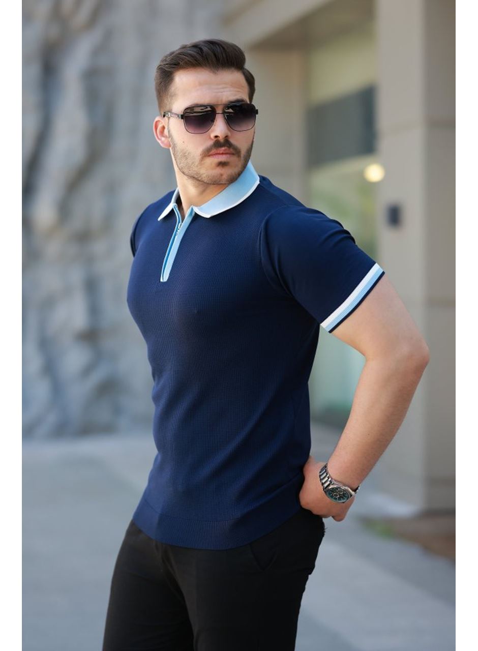 Erkek Renkli Yaka Kısa Kollu Tişört