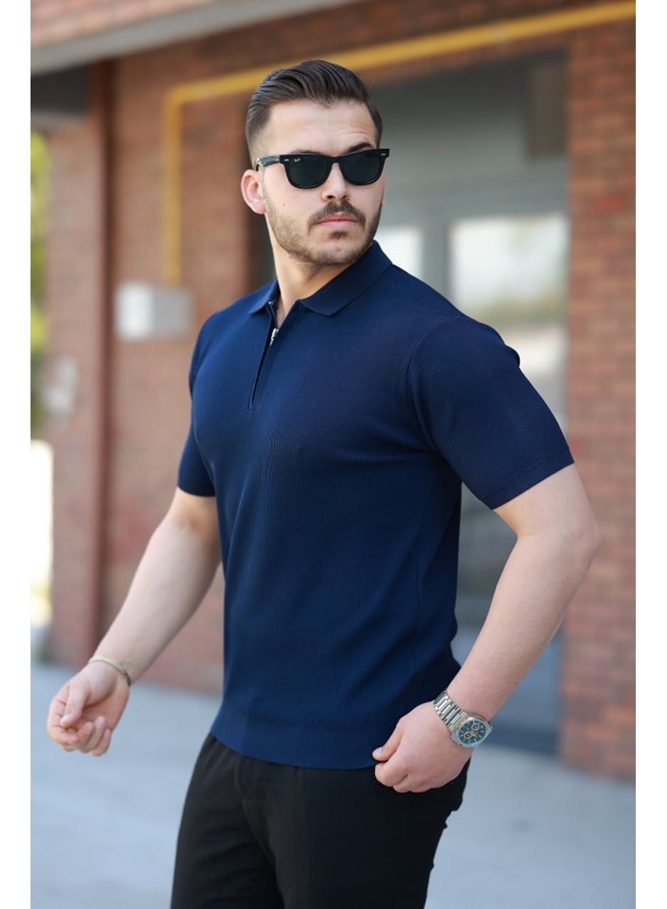 Erkek Fermuarlı Yakalı Kısa Kollu Tshirt