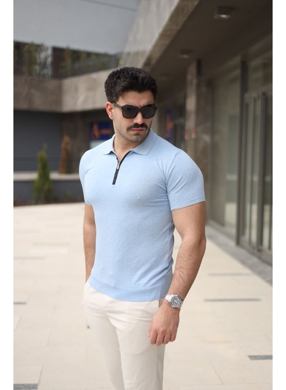 Erkek Polo Yaka Fermuar Detaylı Tişört