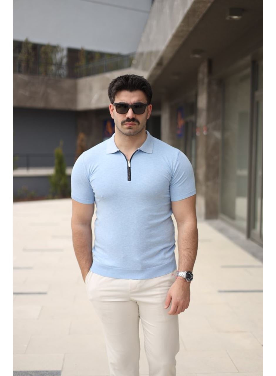 Erkek Polo Yaka Fermuar Detaylı Tişört