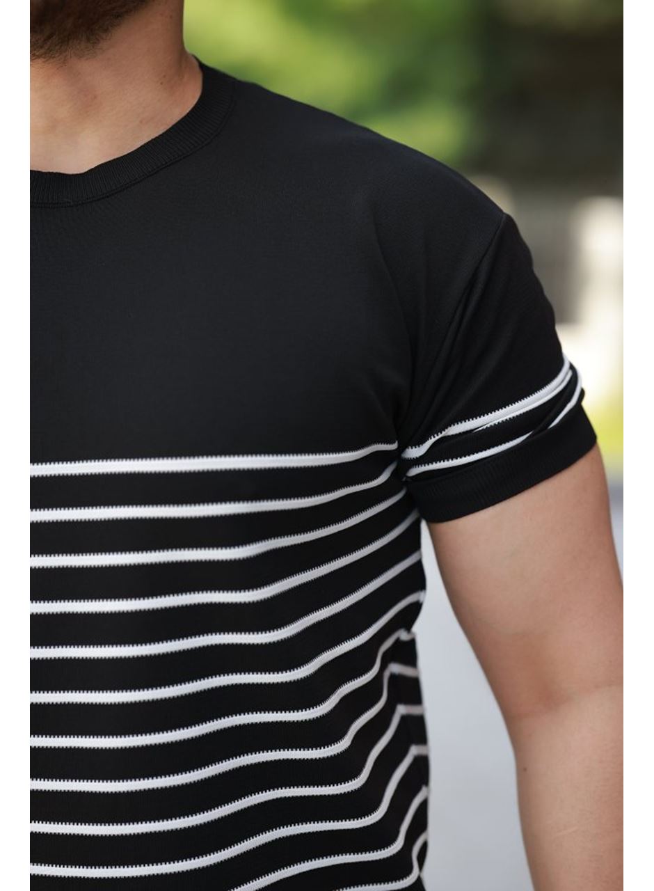 Erkek çizgi Desenli Bisiklet Yaka Kısa Kollu T-sihrt