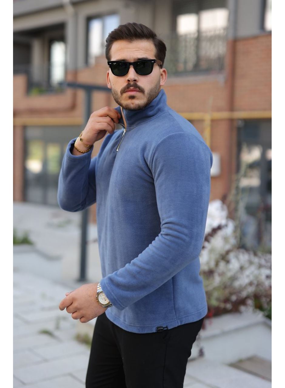 Erkek Zip Yaka Beli Lastikli Polar