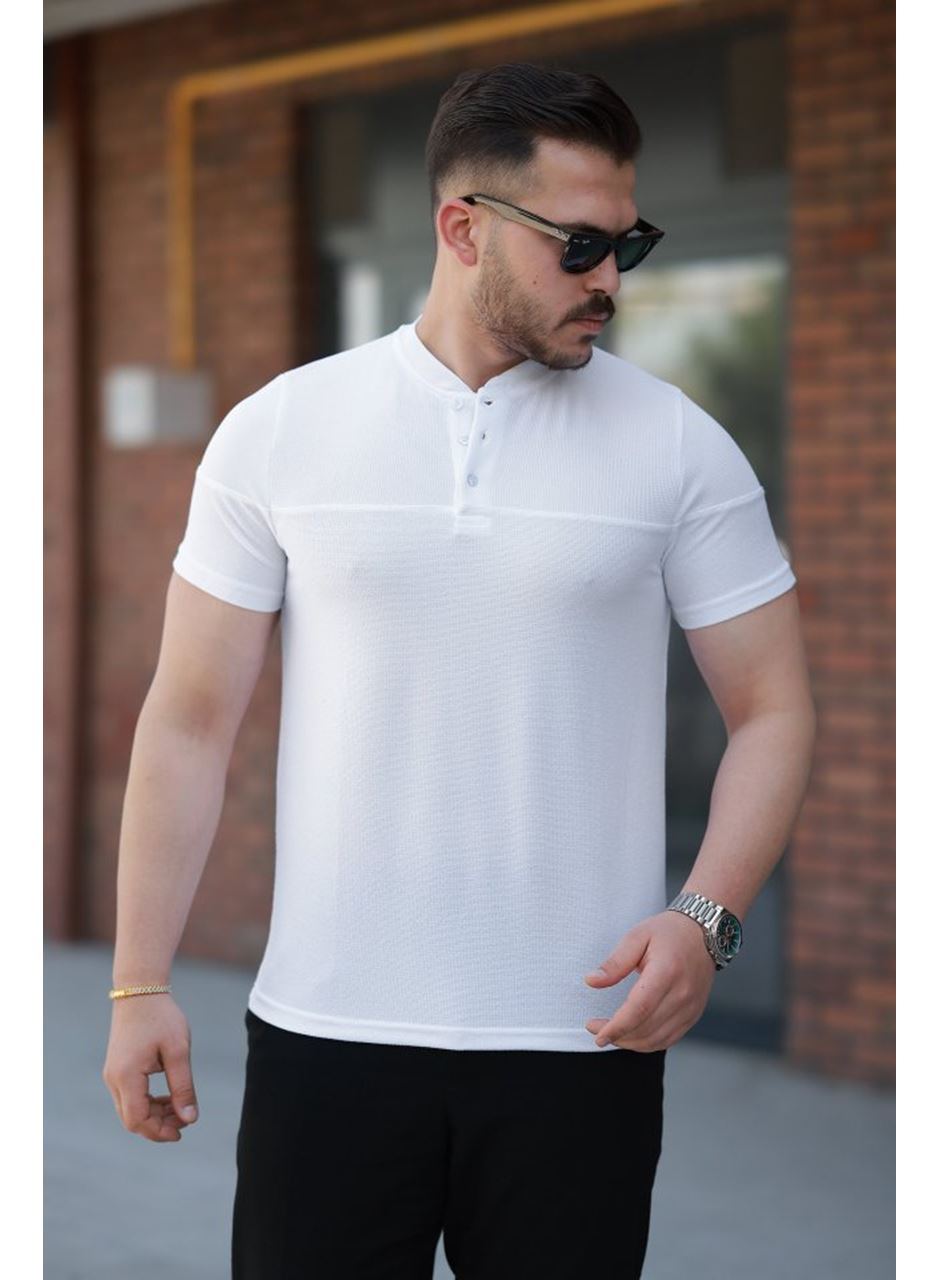 Erkek Hakim Yakalı Kısa Kollu Pamuklu T-shirt