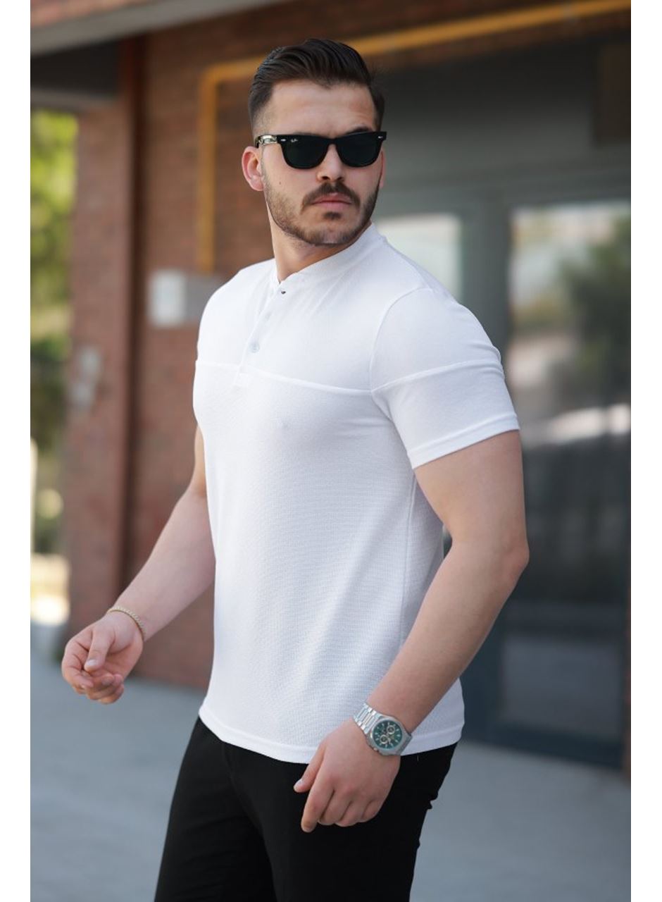 Erkek Hakim Yakalı Kısa Kollu Pamuklu T-shirt