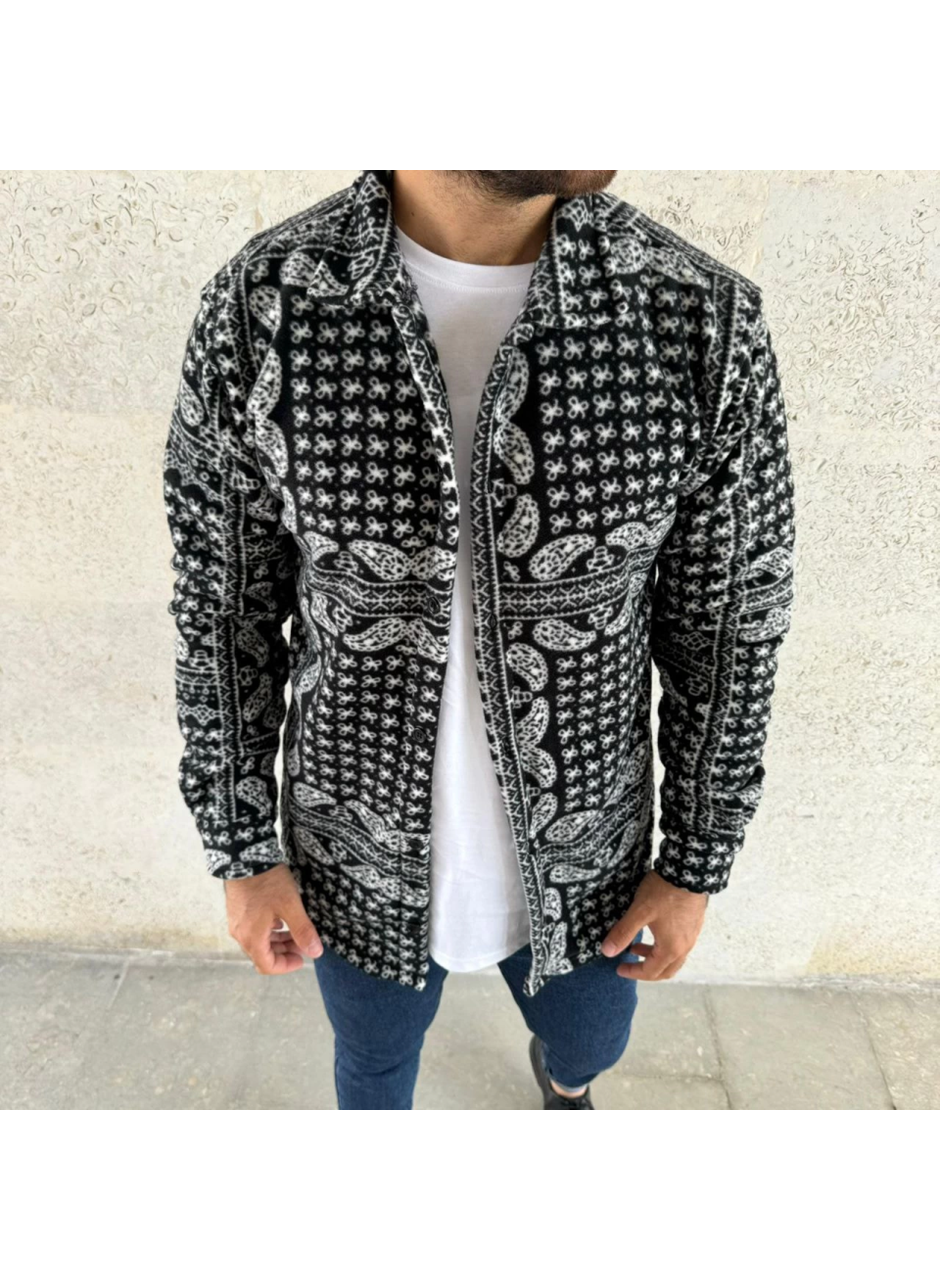 Erkek Polar Fermuarlı Sweatshirt – Kapüşonsuz, Cepli, Yumuşak Dokulu, Oversize Rahat Kalıp, Kışlık Sıcak Tutan Fermuarlı Üst - Siyah