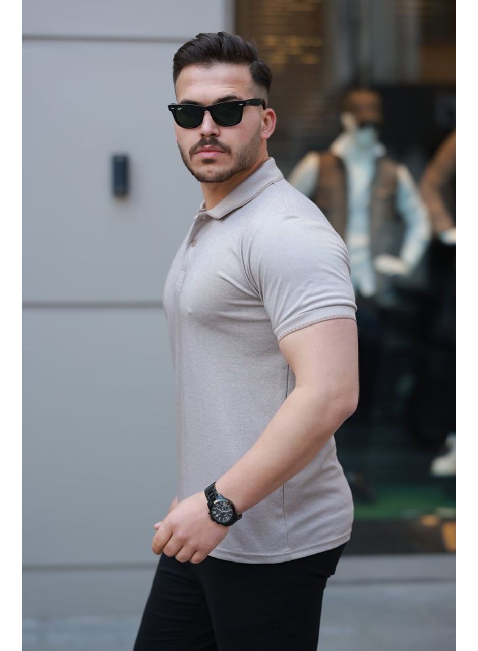 Erkek Yakalı Kagi Kumaş Kısa Kollu T-shirt