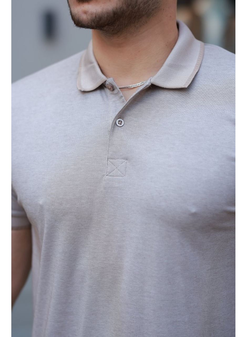 Erkek Yakalı Kagi Kumaş Kısa Kollu T-shirt