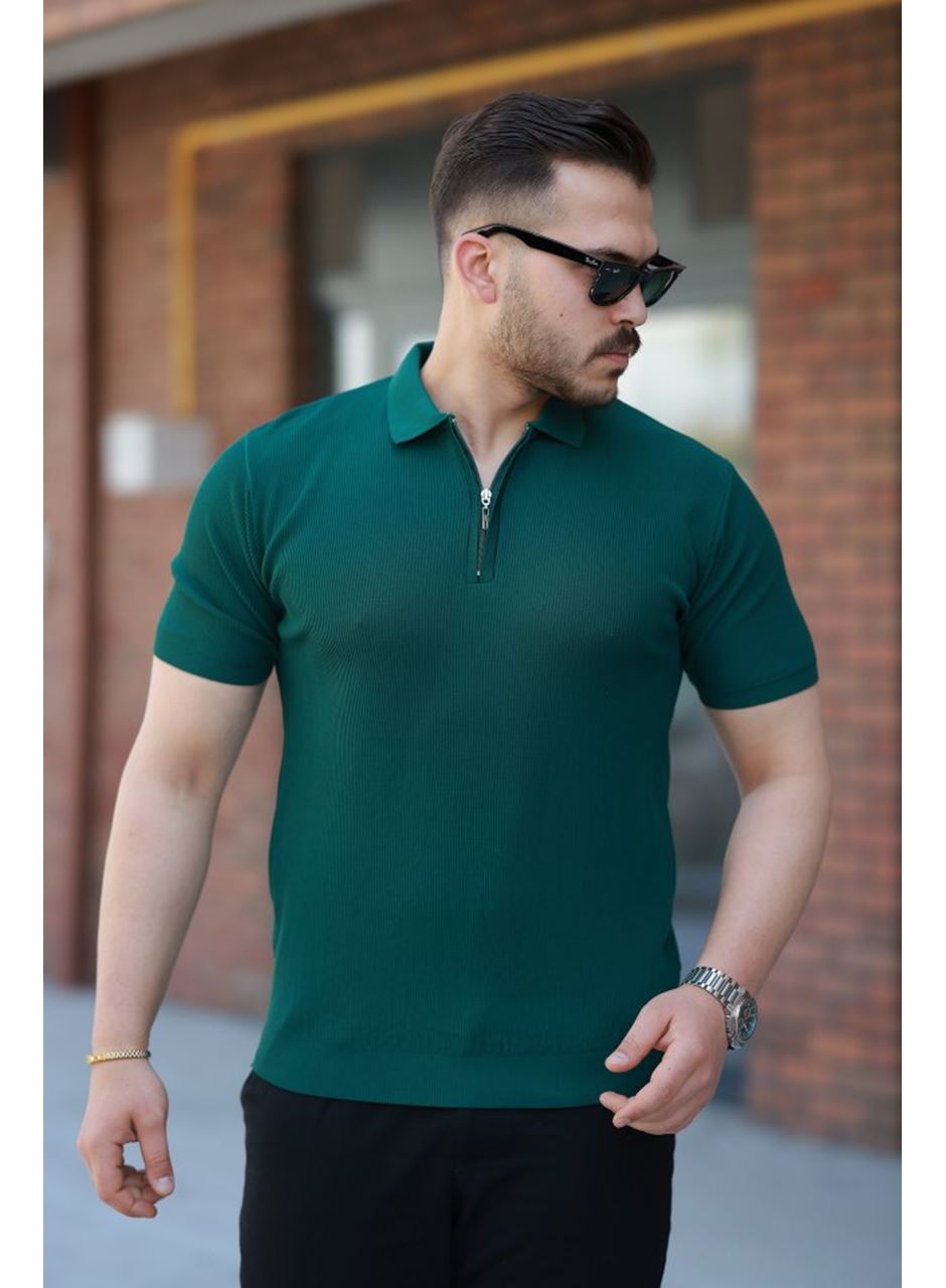 Erkek Fermuarlı Yakalı Kısa Kollu Tshirt