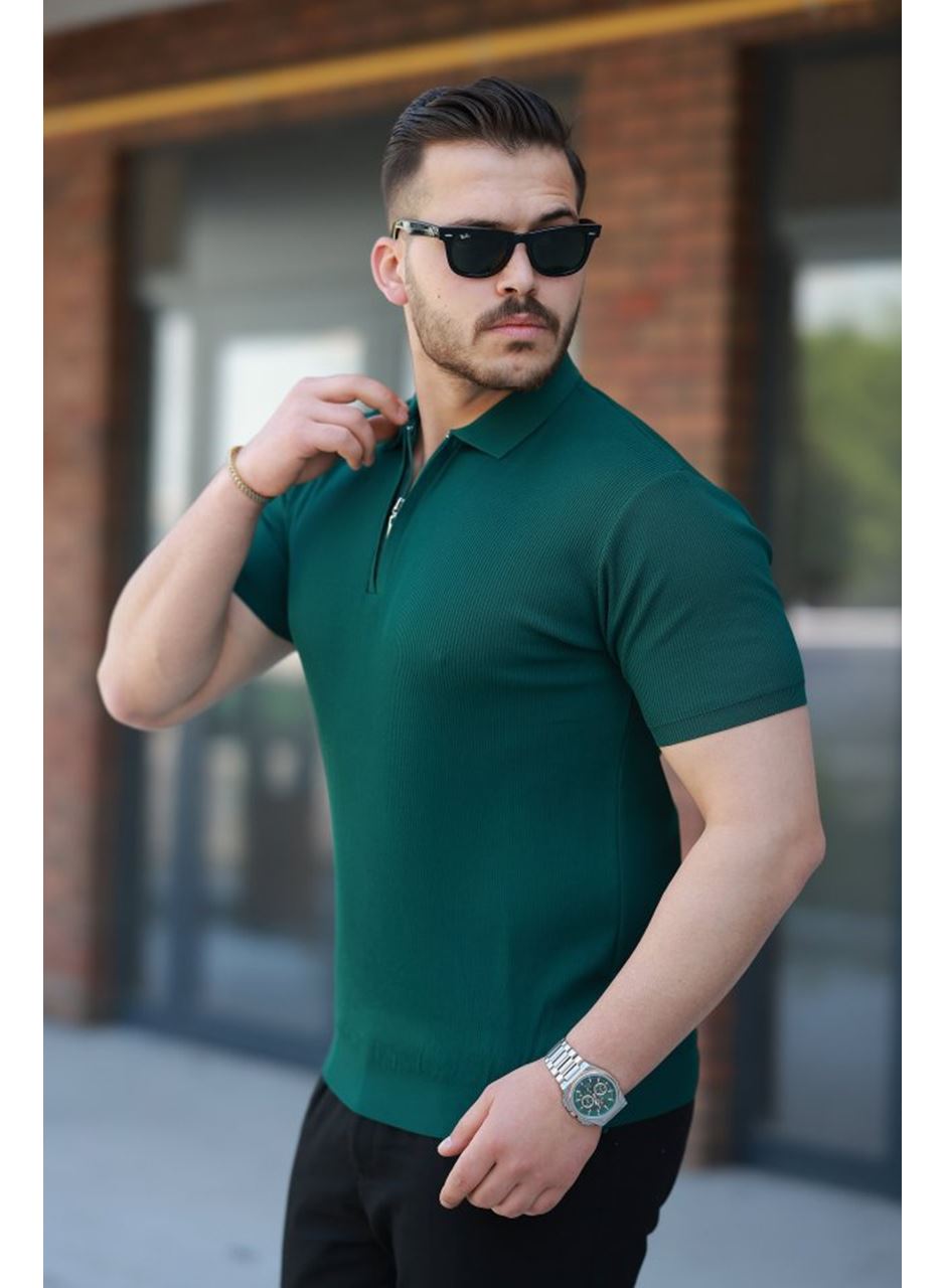 Erkek Fermuarlı Yakalı Kısa Kollu Tshirt