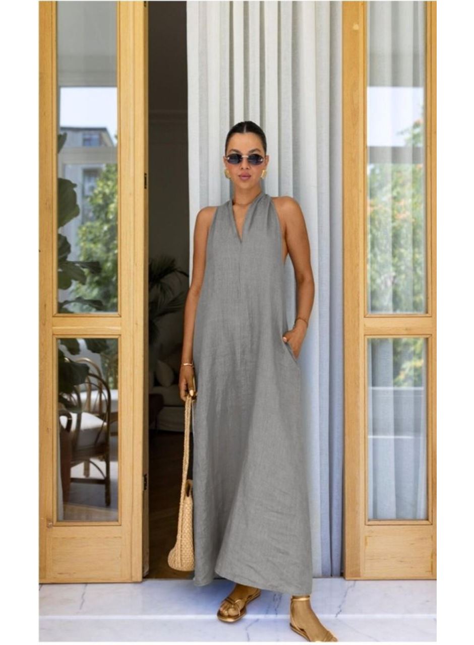 V Yaka Paraşüt Elbise