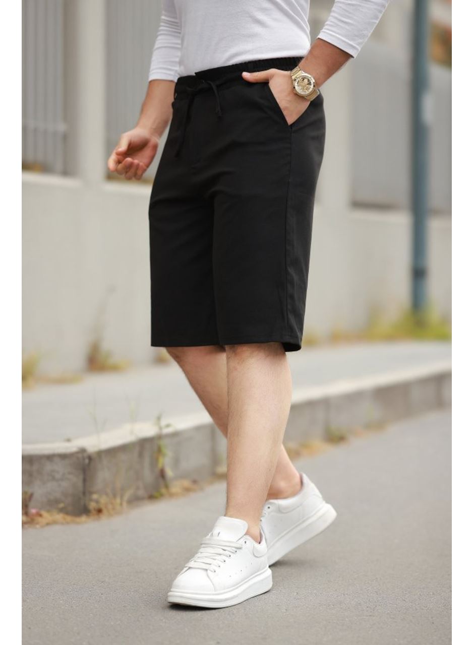 Erkek Beli Bağcıklı Ve Düğmeli Bezayağı Kumaş şort