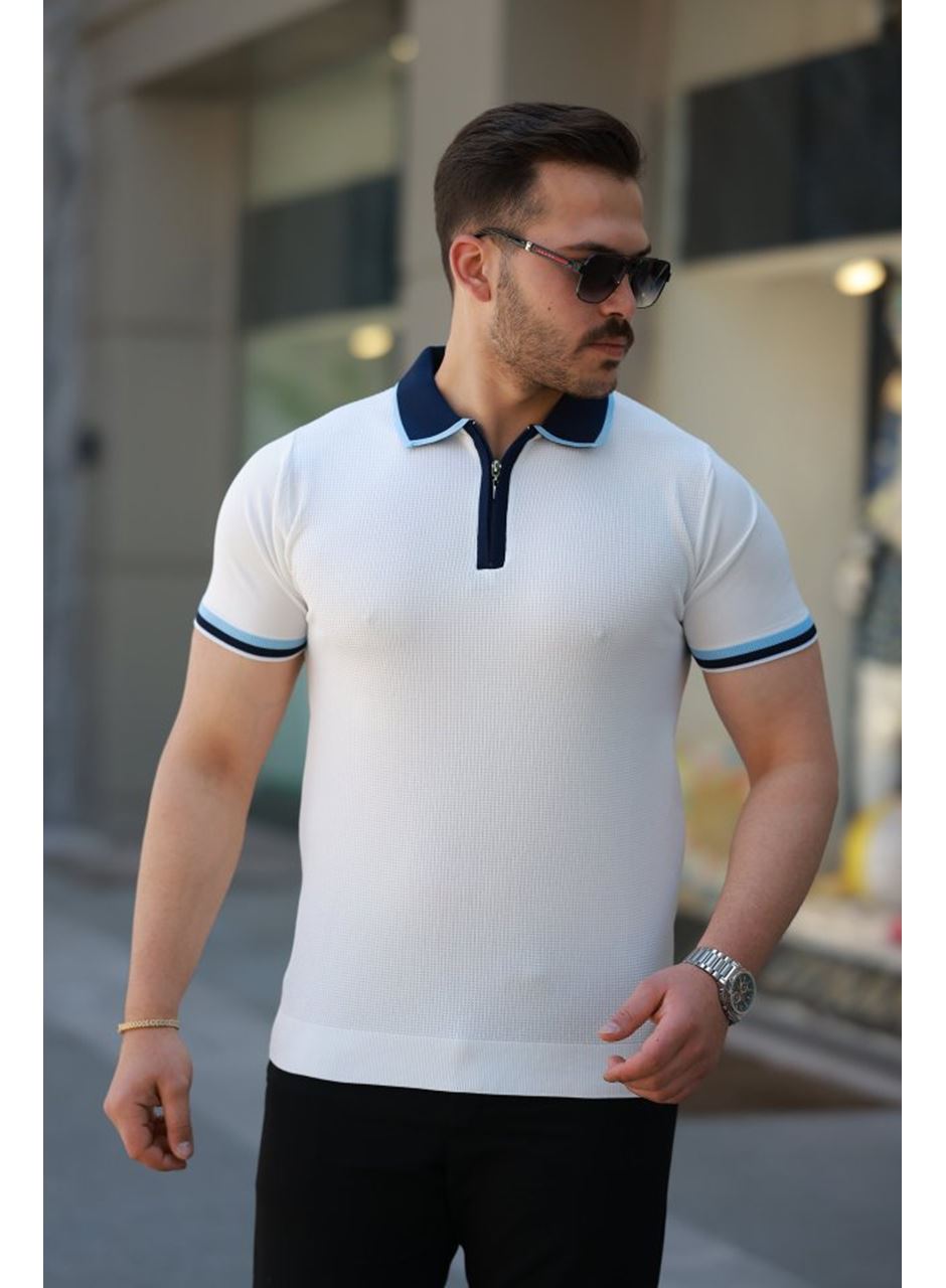 Erkek Renkli Yaka Kısa Kollu Tişört