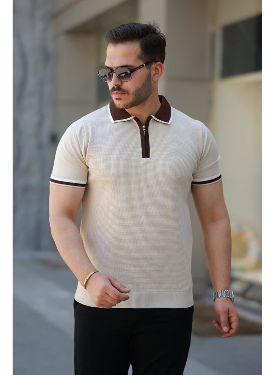 Erkek Renkli Yaka Kısa Kollu Tişört