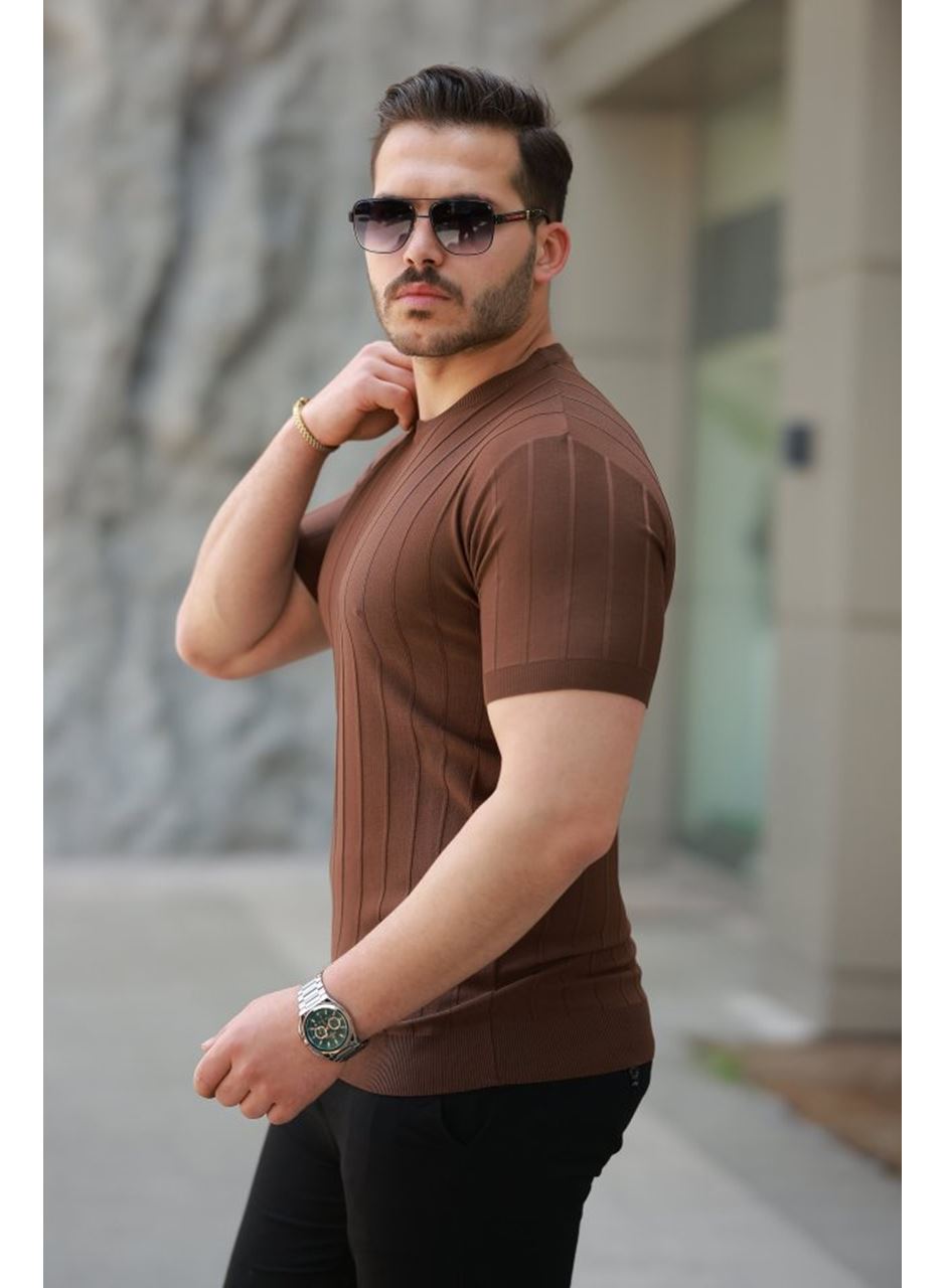 Erkek Kısa Kollu Bisiklet Yaka çizgili Triko Tişört