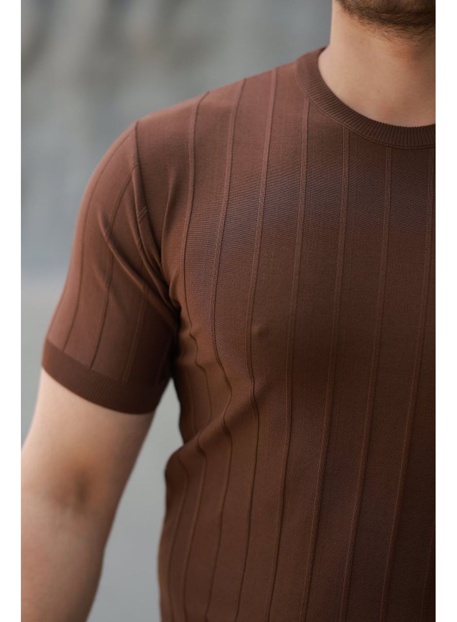 Erkek Kısa Kollu Bisiklet Yaka çizgili Triko Tişört