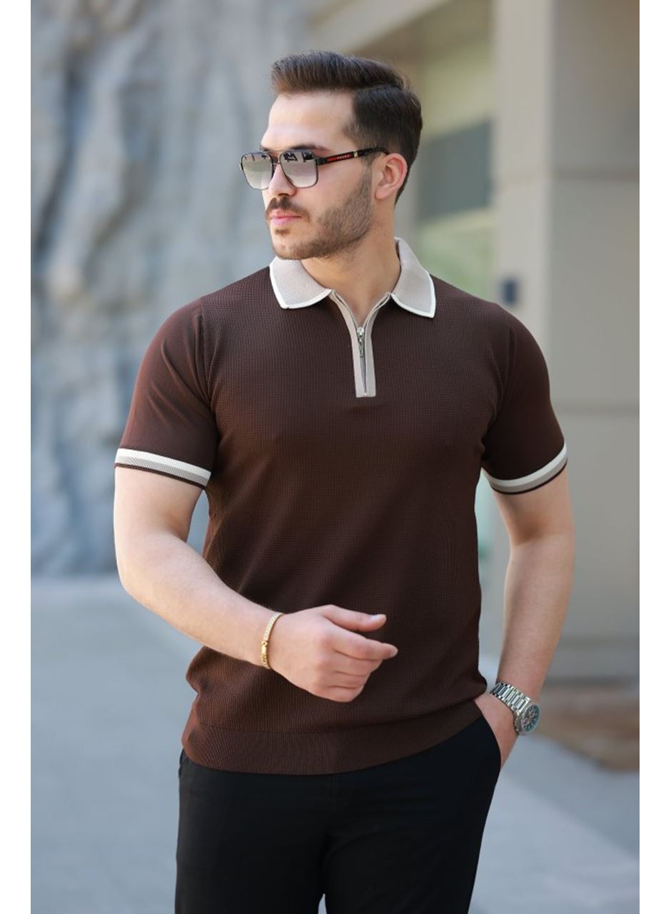 Erkek Renkli Yaka Kısa Kollu Tişört