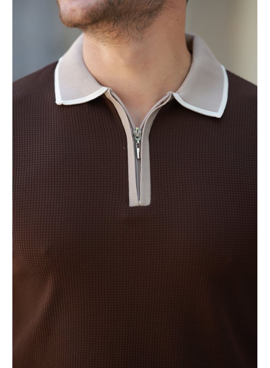 Erkek Renkli Yaka Kısa Kollu Tişört