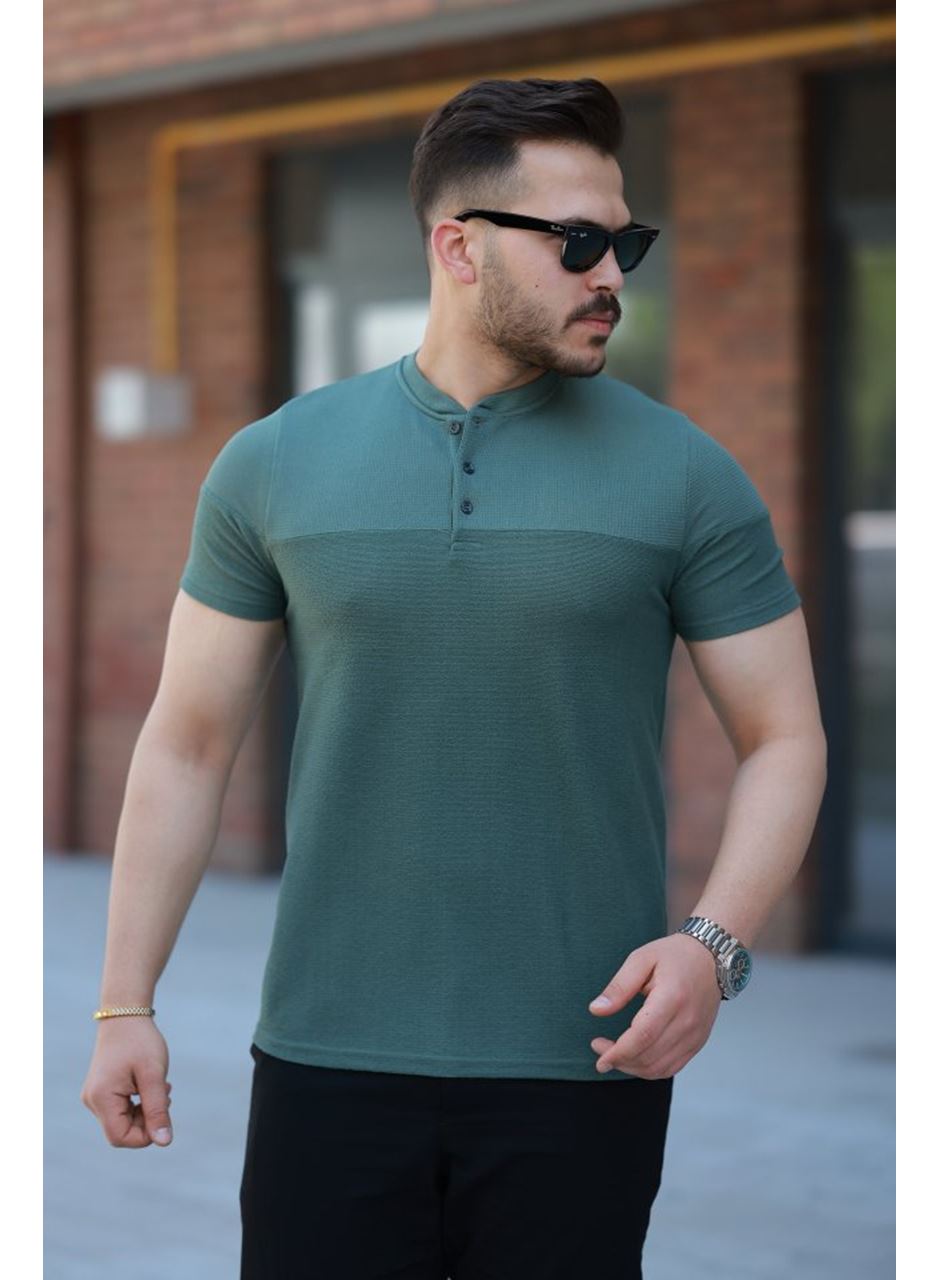 Erkek Hakim Yakalı Kısa Kollu Pamuklu T-shirt