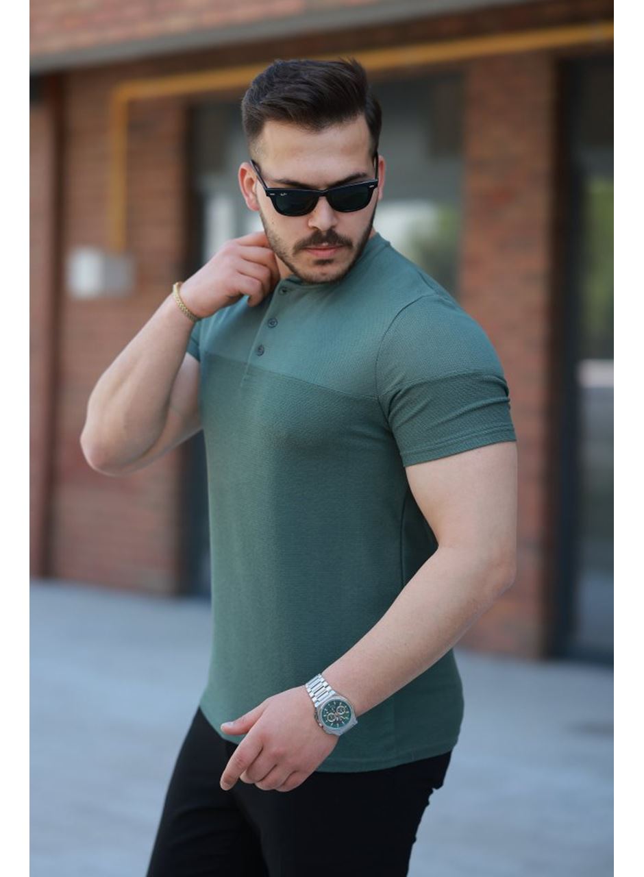 Erkek Hakim Yakalı Kısa Kollu Pamuklu T-shirt