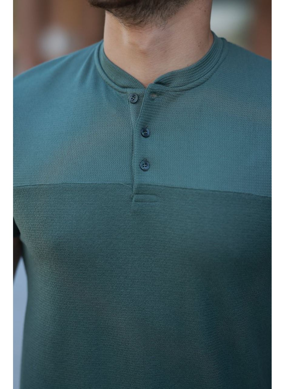 Erkek Hakim Yakalı Kısa Kollu Pamuklu T-shirt