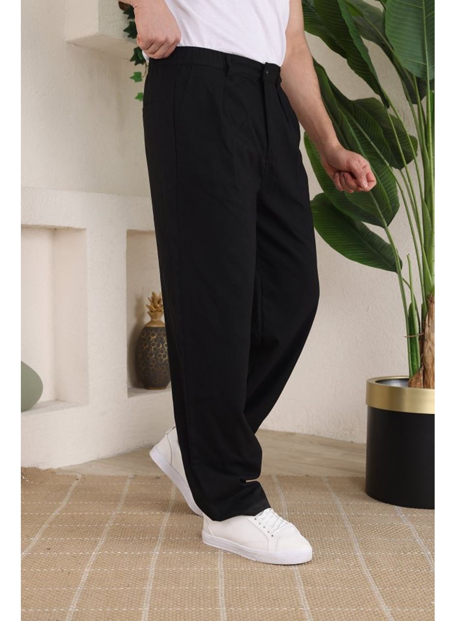 Erkek Beli Lastikli Pileli Baggy Pantolon