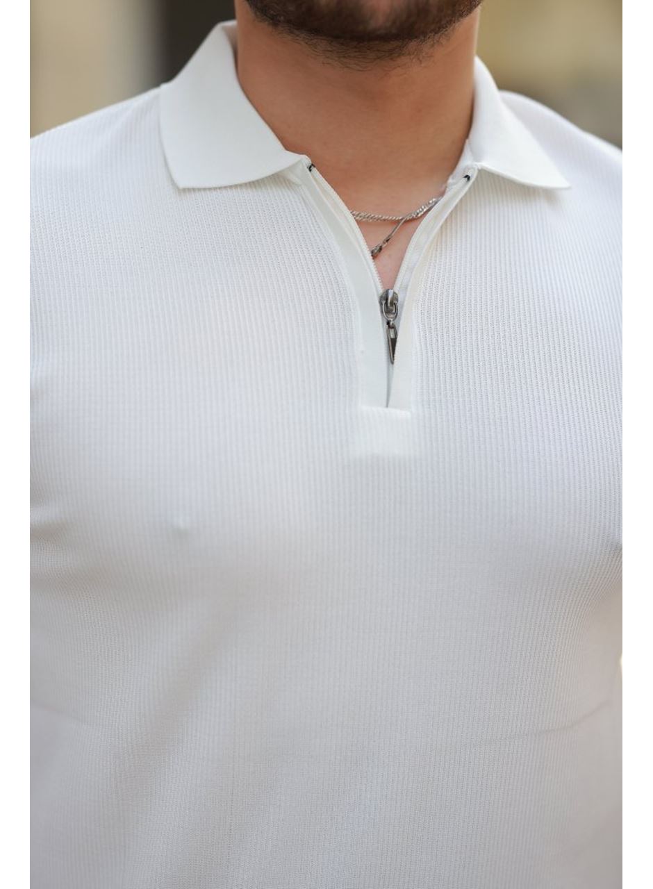 Erkek Fermuarlı Yakalı Kısa Kollu Tshirt