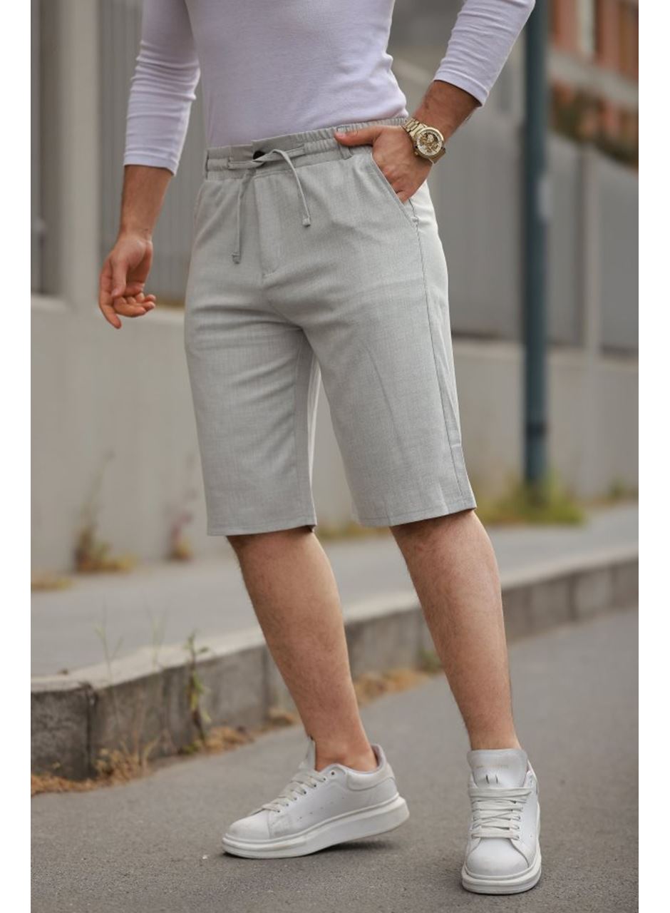 Erkek Beli Bağcıklı Ve Düğmeli Bezayağı Kumaş şort