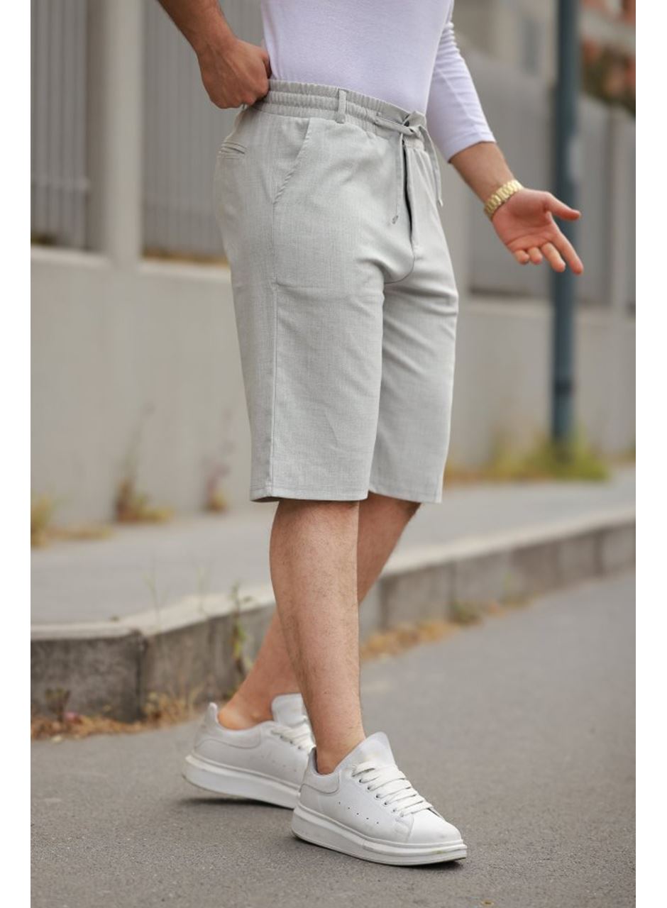 Erkek Beli Bağcıklı Ve Düğmeli Bezayağı Kumaş şort