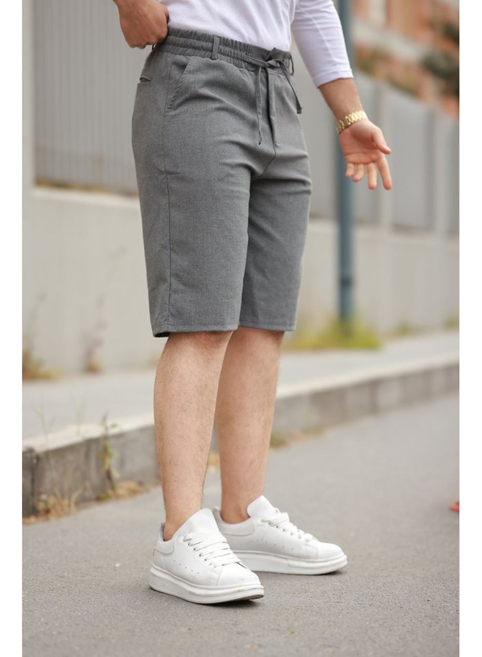 Erkek Beli Bağcıklı Ve Düğmeli Bezayağı Kumaş şort