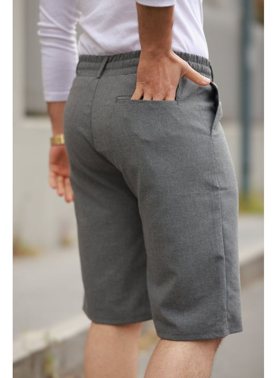 Erkek Beli Bağcıklı Ve Düğmeli Bezayağı Kumaş şort