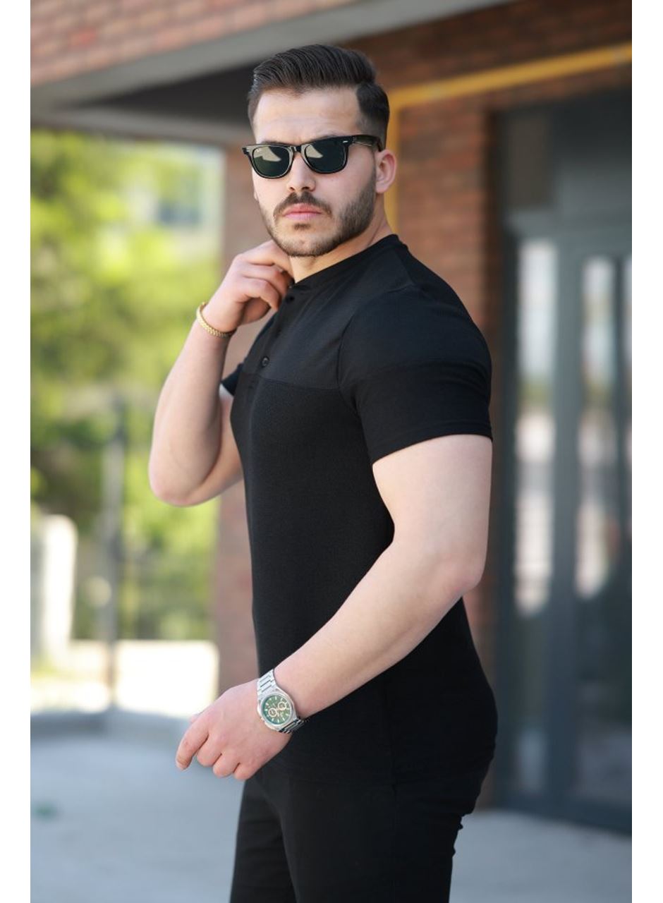 Erkek Hakim Yakalı Kısa Kollu Pamuklu T-shirt