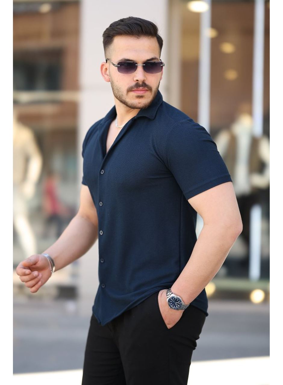 Erkek Kısa Kollu örme Kumaş Pamuklu Gömlek