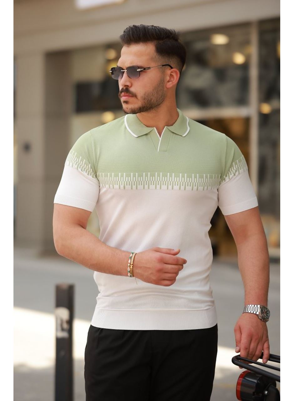 Erkek Hemşire Yaka çift Renk Kısa Kollu Tişört