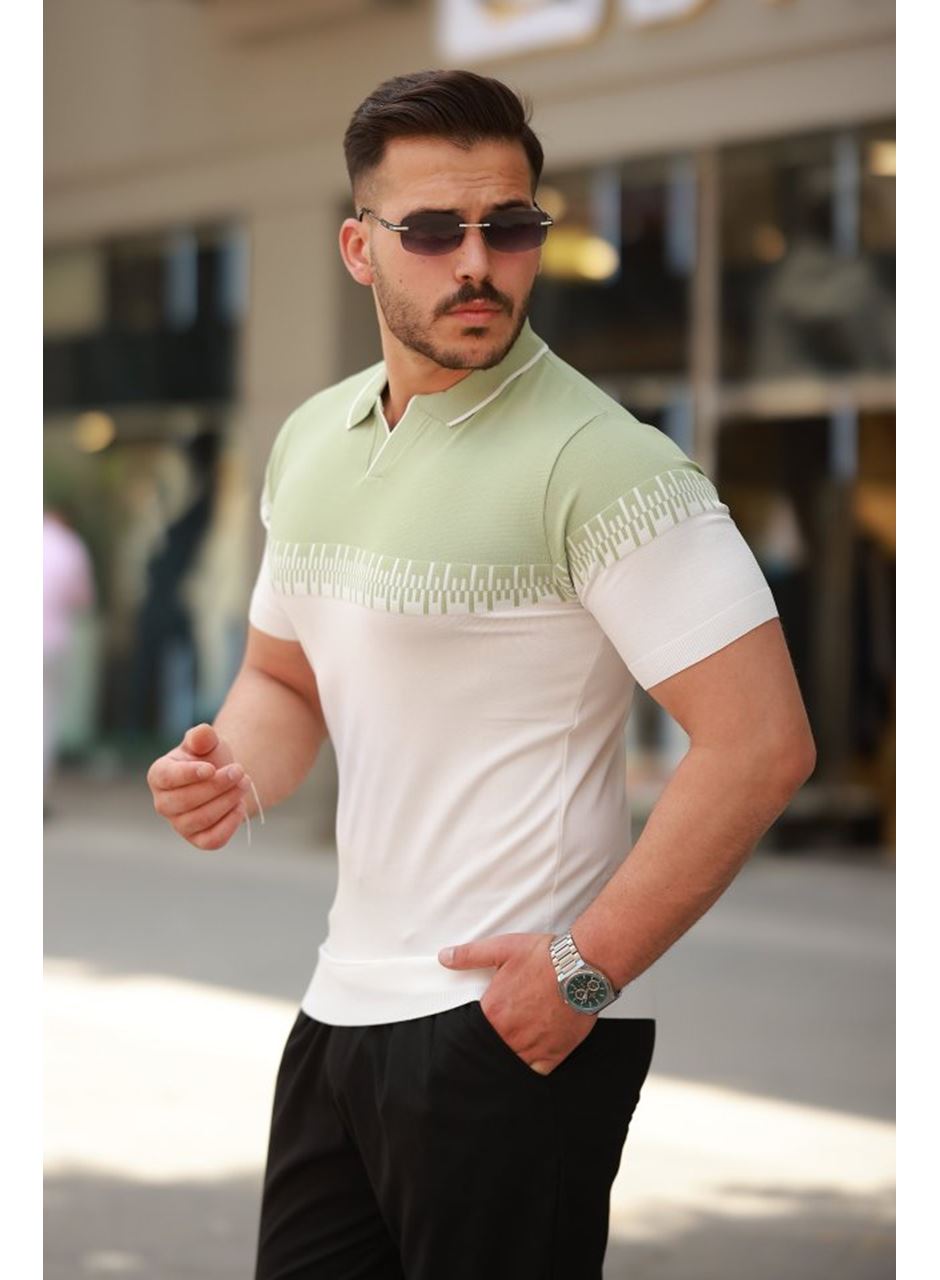 Erkek Hemşire Yaka çift Renk Kısa Kollu Tişört