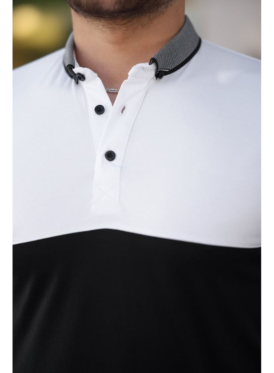 Erkek Yakalı çift Renk Kısa Kollu T-shirt