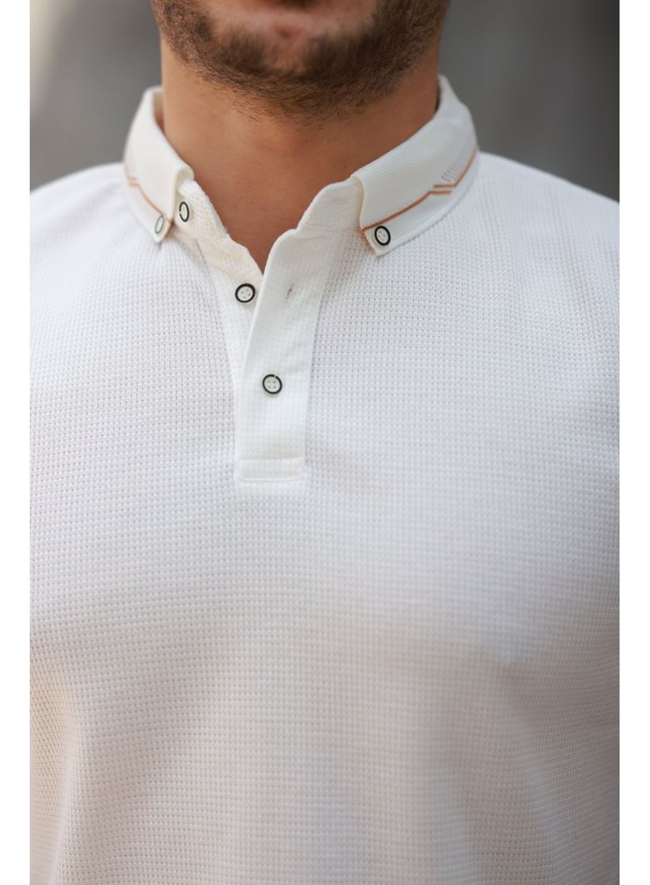 Erkek Düğmeli Yaka Waffle Kumaş Kısa Kollu Tişört