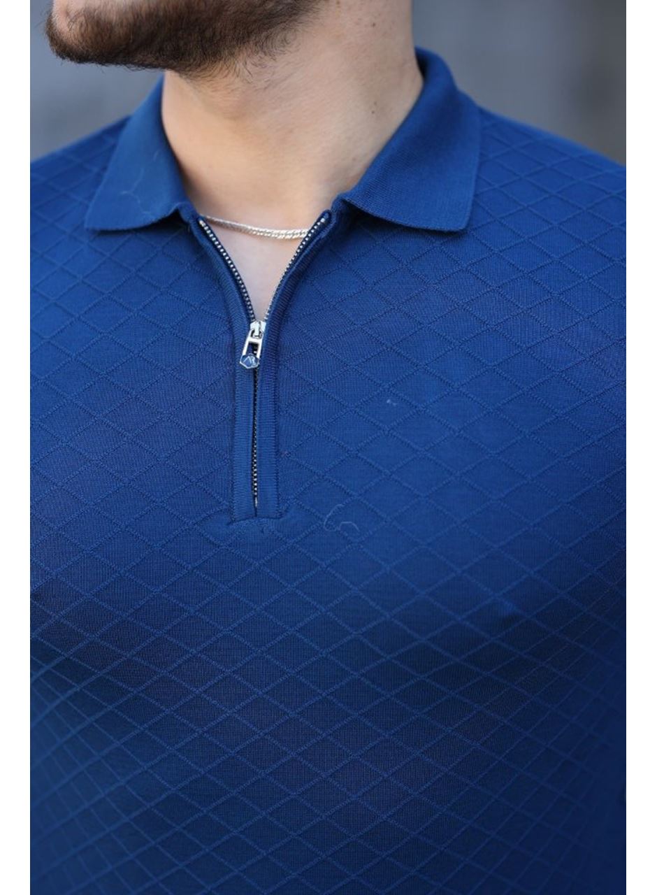 Erkek Viskon Kumaş Polo Yaka Desenli Tişört